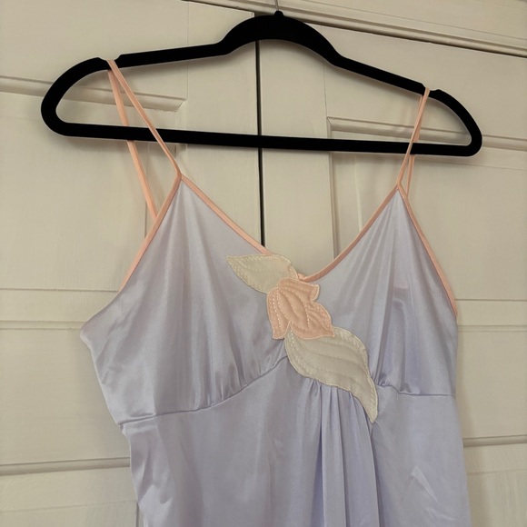 Vintage Lady Cameo Dallas Nylon Chemise Slip Blue Peach Embroider USA Size Small - Picture 2 of 11
